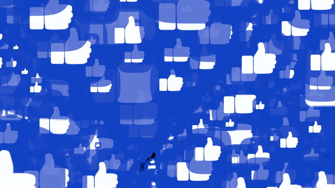 Moltitudine di Mi piace dei social media in movimento dinamico e pulsante