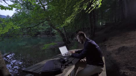 Successful-businessman-working-with-laptop-in-nature.