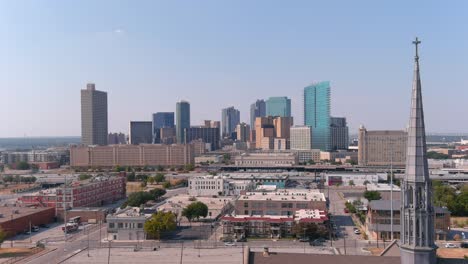establishing drone shot of fort worth, texas