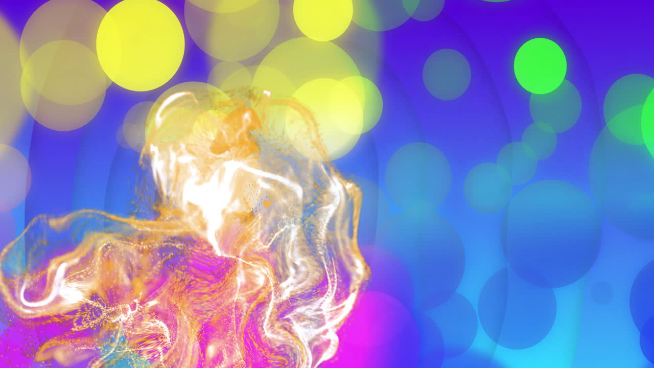 Abstract swirling fluid form being visualized in digital composition, showing glowing orbs floating