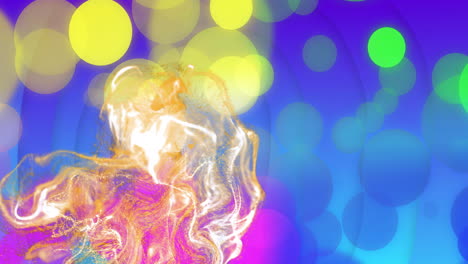 abstract swirling fluid form being visualized in digital composition, showing glowing orbs floating