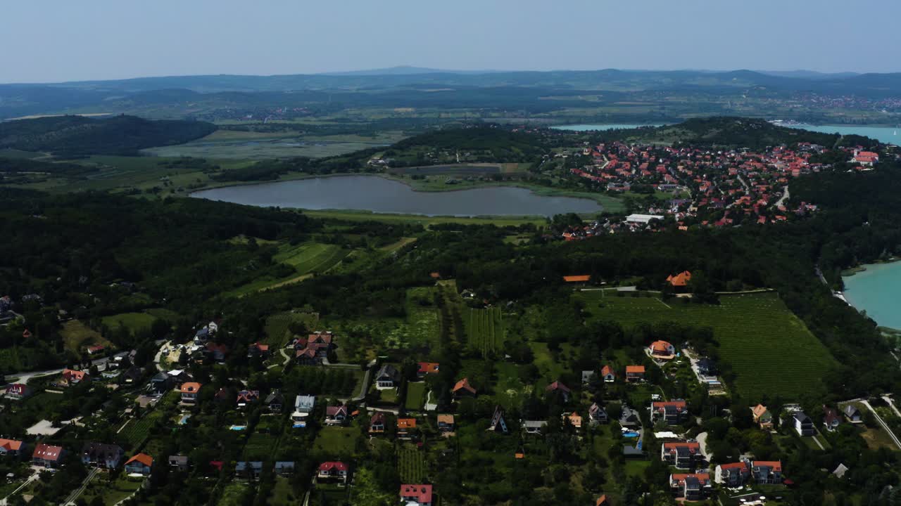 Upward movement high altitude areial 4K footage  over the Lake Balaton.
