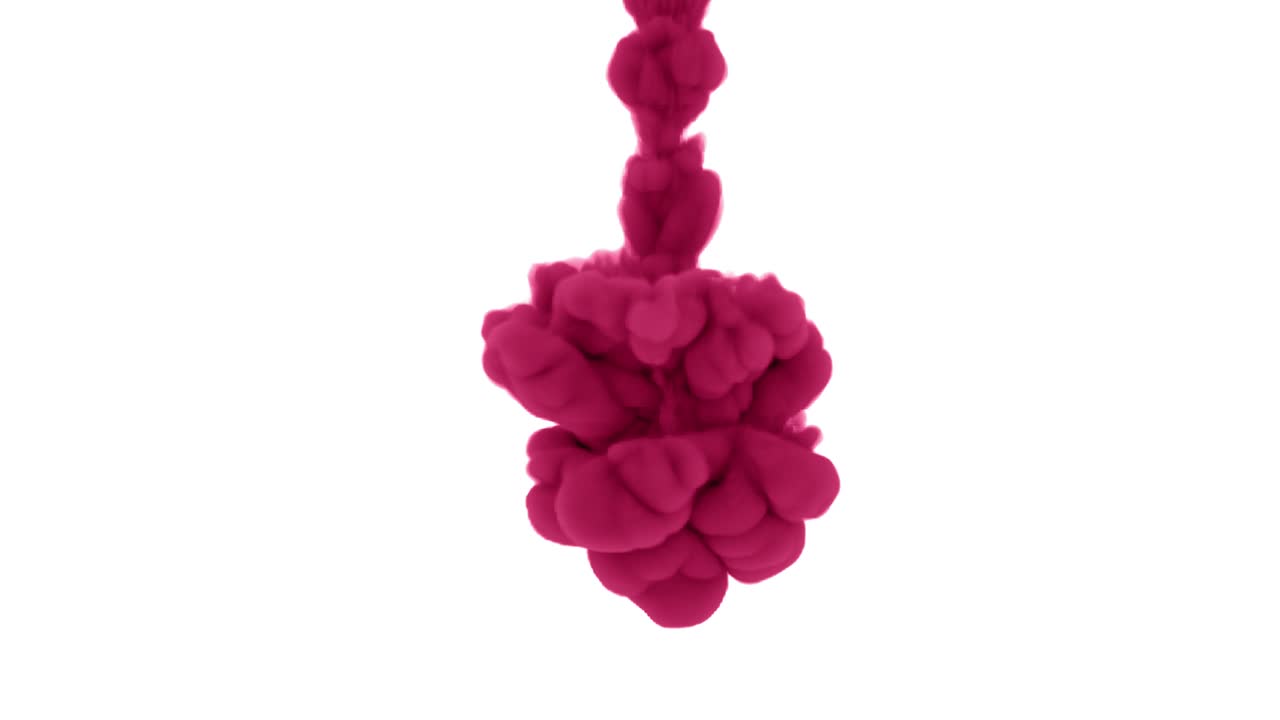 tinta rosa cayó en el agua sobre fondo blanco. máscara alfa para efectos de tinta