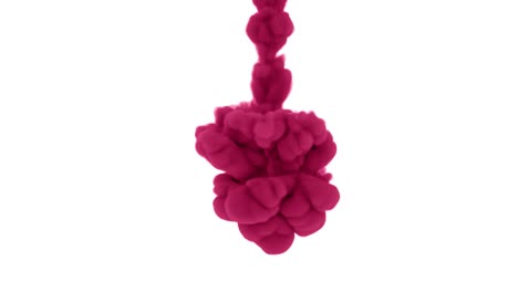 tinta rosa cayó en el agua sobre fondo blanco. máscara alfa para efectos de tinta
