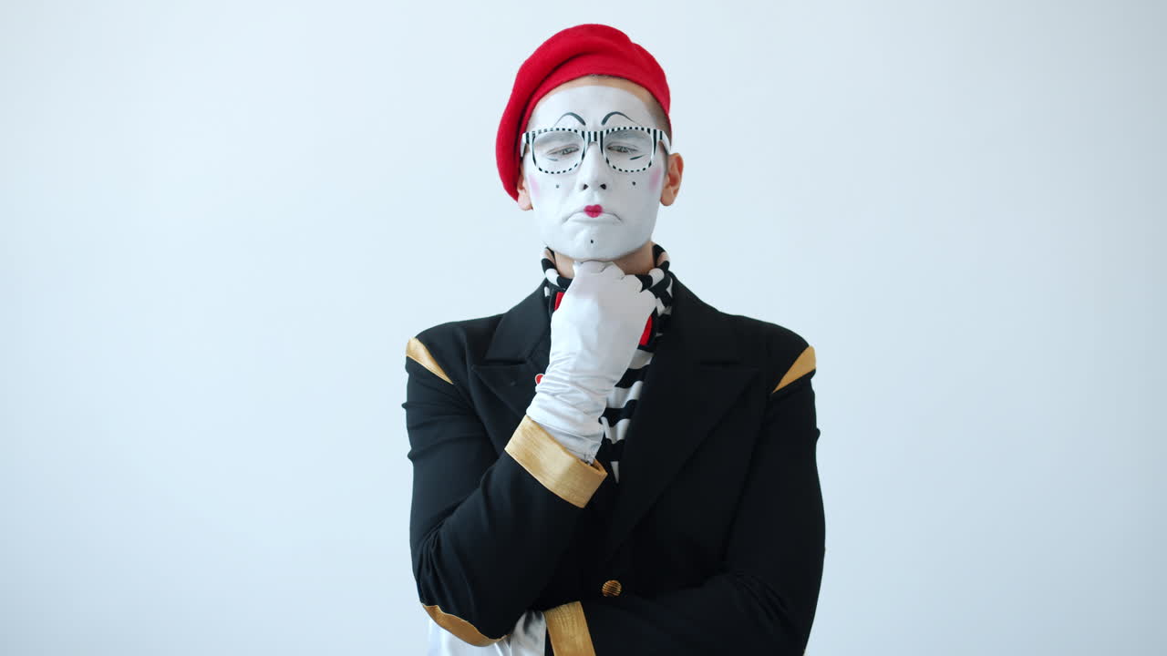 Mime Artist in Thoughtful Pose