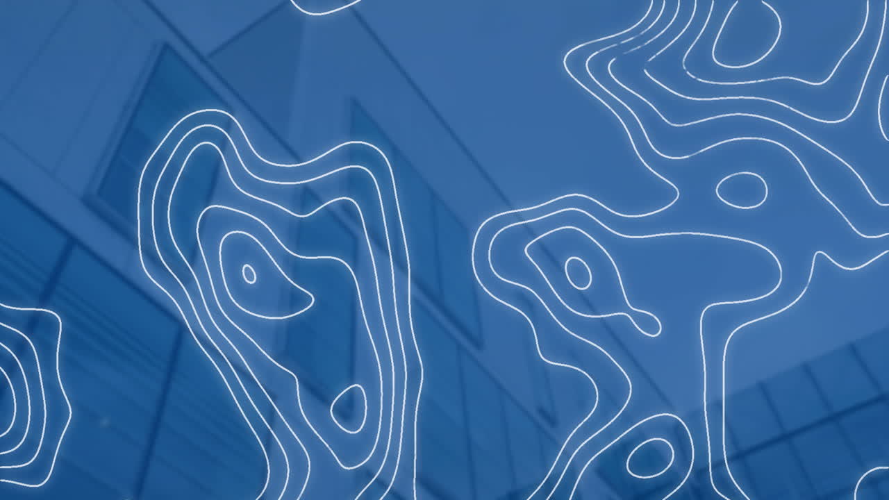 Animation of topography against low angle view of tall building