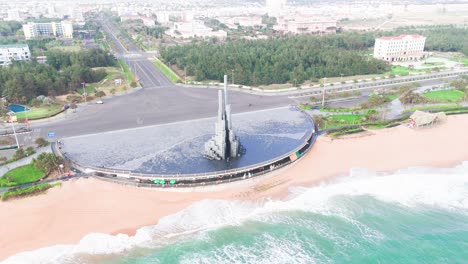 orbit aerial view of the symbol of tuy hoa in the morning.