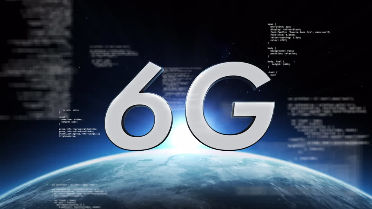 animación de texto de 6g sobre el globo