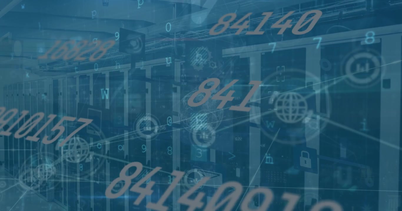 Animation of security warning text and data processing over computer server