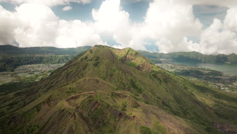 crater of mount batur active volcano on bali island, indonesia