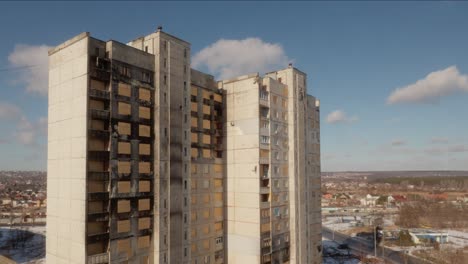 destroyed apartment building in ukraine
