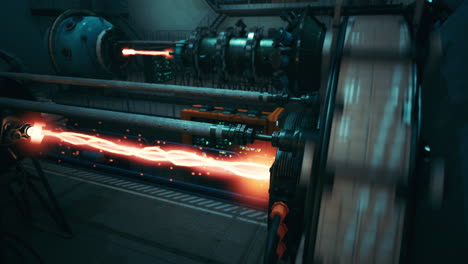 glow of nuclear reactor core powered