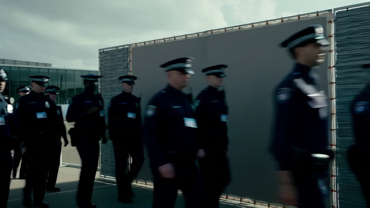 Group of Police Officers Walking in Uniform