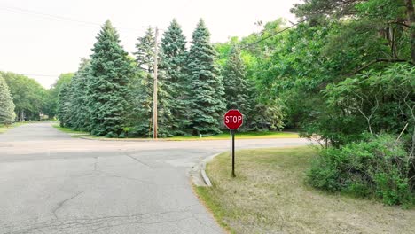 rotating around an american stop sign