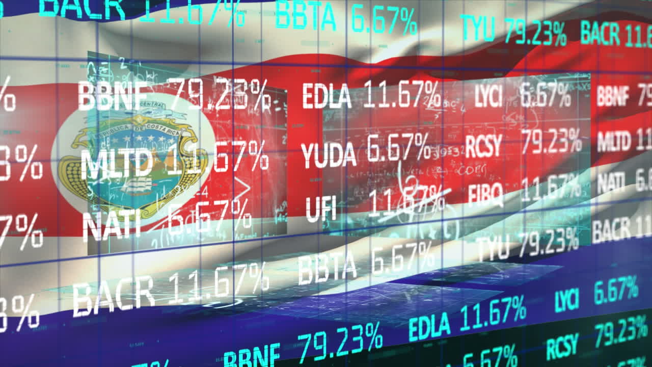 animación del procesamiento de datos sobre la bandera de costa rica