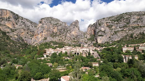 aerial landscape of moustiers french village famous for  pottery trade