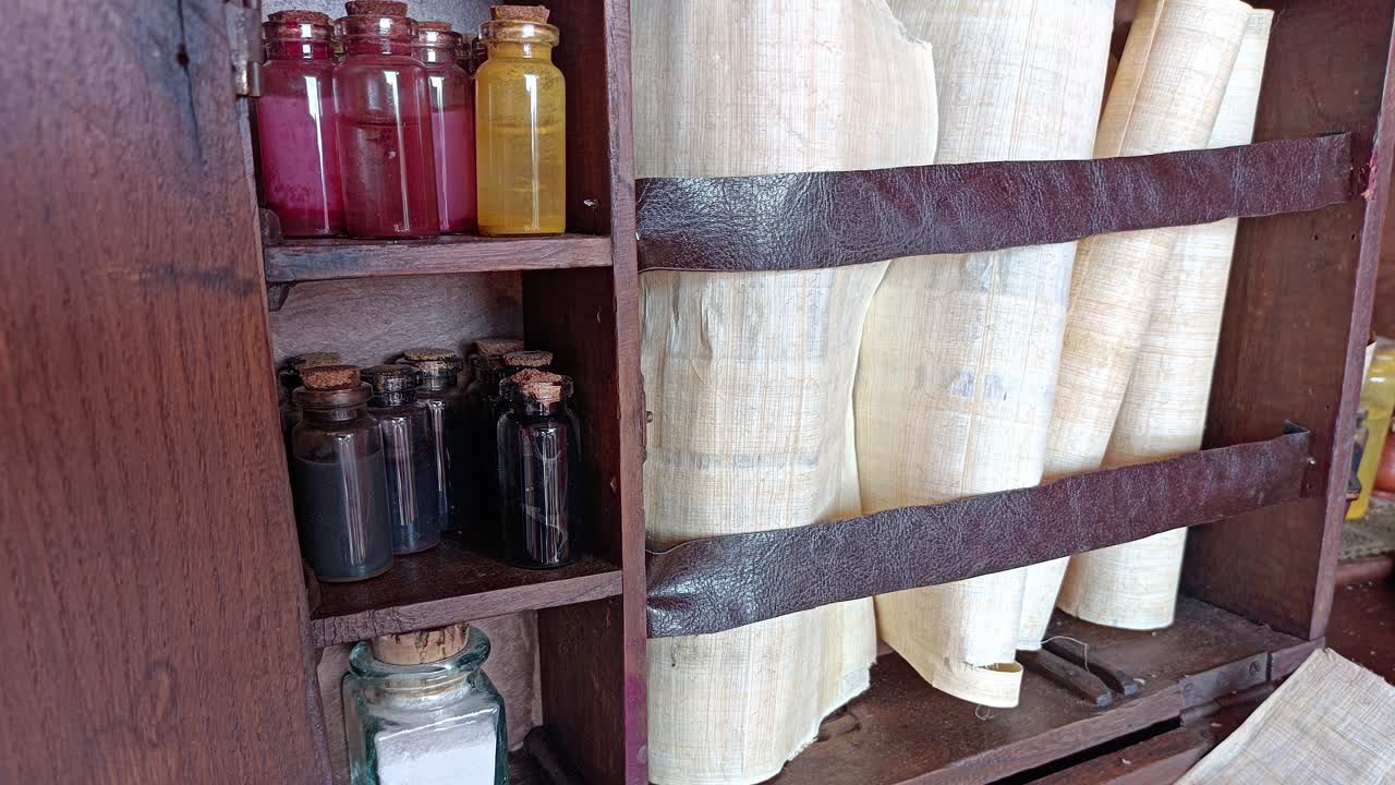 Ufficio dell'antica Roma. Papiro e inchiostro