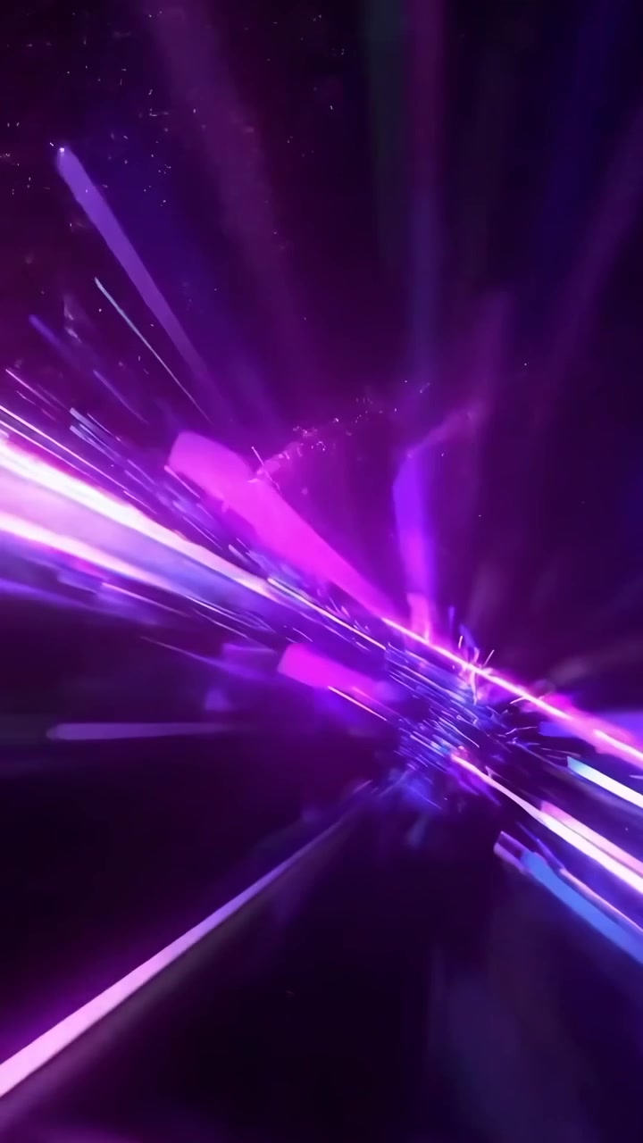 Dynamic Abstract Light Streaks Flying Through a Digital Tunnel