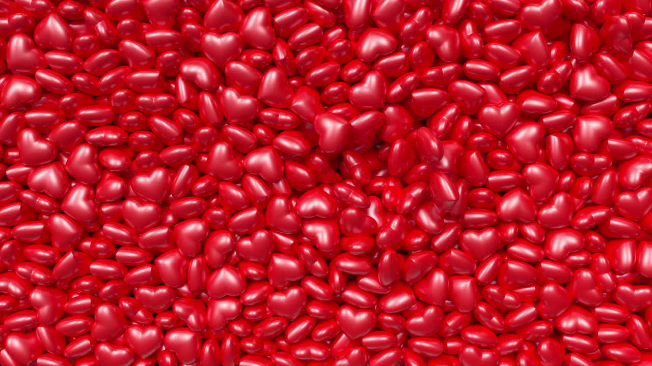 красные сердца падают на зеленый экран