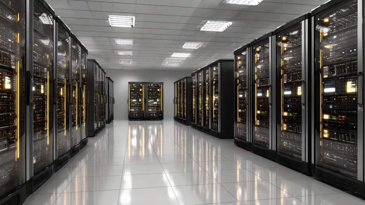 A State-of-the-Art Data Center Featuring High-Performance Servers, Advanced Cooling Systems, and Cutting-Edge Technology for Optimal Data Processing and Storage Solutions