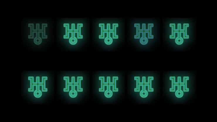 Japan icon pattern with neon led light
