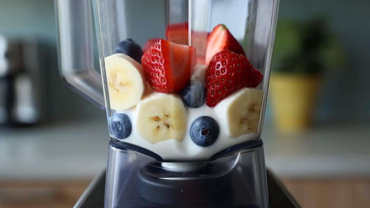 Making a delicious fruit smoothie