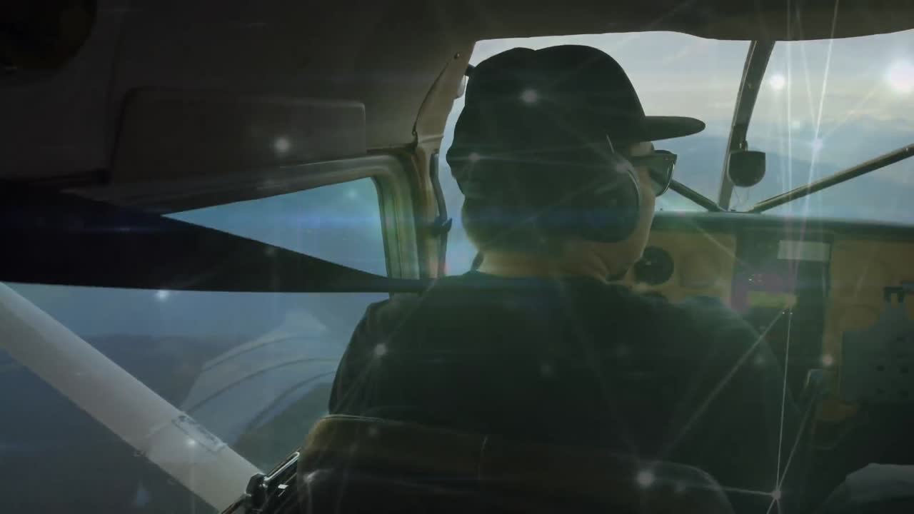 비행기에서 조종사에 대한 연결 네트워크의 애니메이션