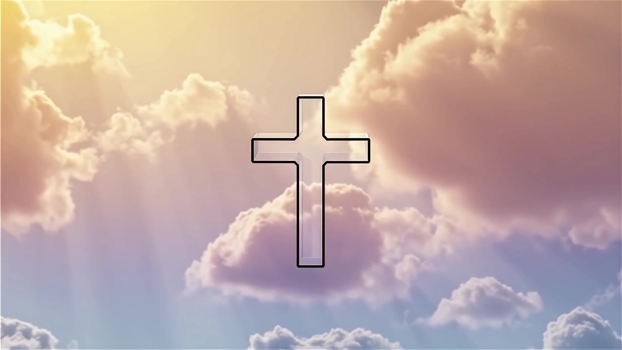 Croce Cristiana Luce Celestiale Sfondo per il Culto.