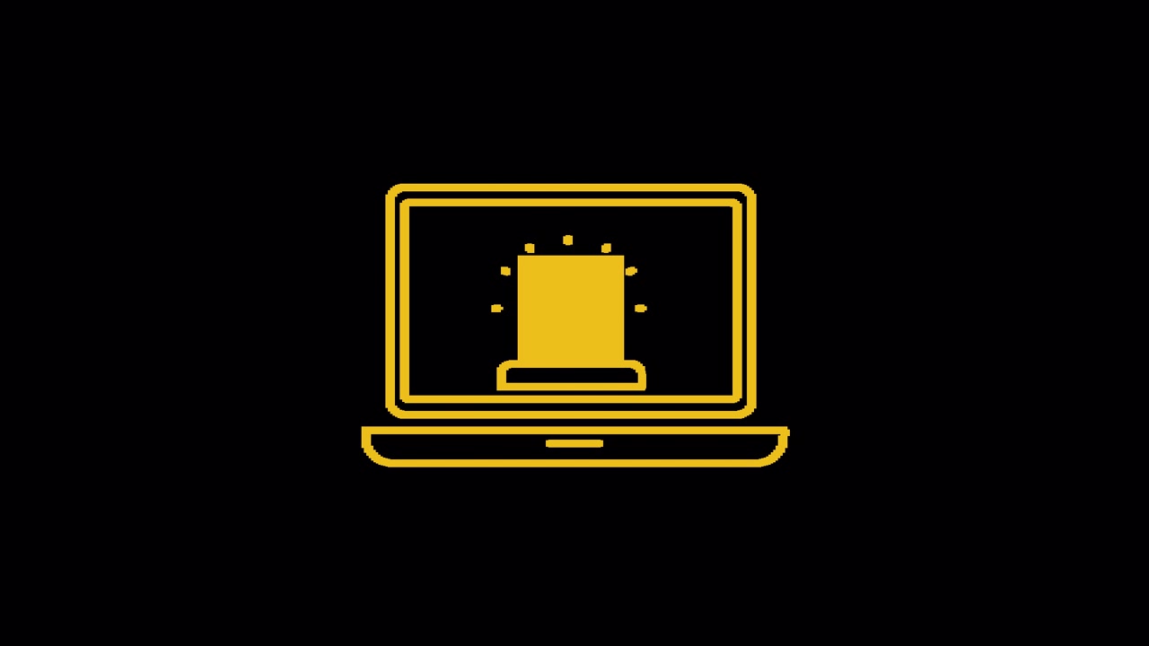 Animiertes Laptop-Symbol mit leuchtender Idee auf dem Bildschirm