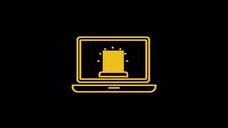 Animated Laptop Icon with Glowing Idea on Screen