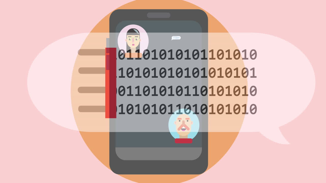 Animation of chat on smartphone and data processing