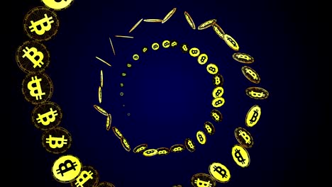 animación de monedas de bitcoin, fondo, renderización y bucle