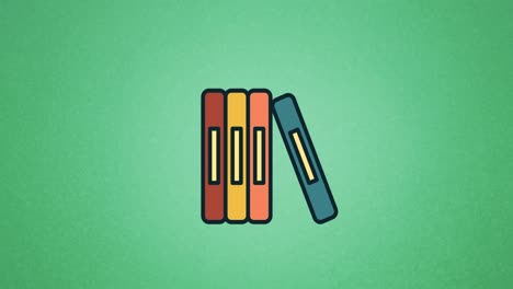 animation of notebooks icon moving on green background