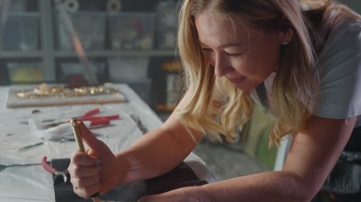 Woman artisan working on a mosaic project