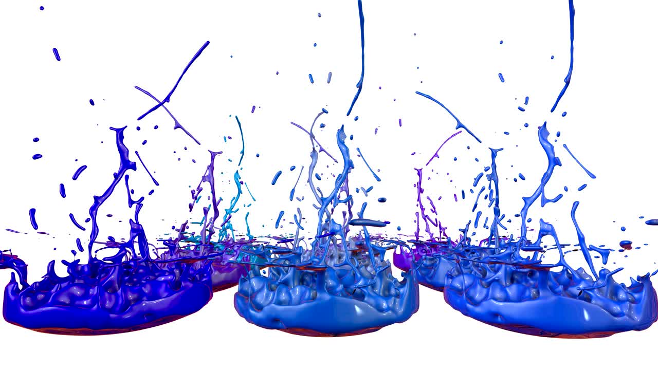 las pinturas 3d bailan en 4k sobre un fondo blanco. simulación de salpicaduras de tinta en un altavoz musical que reproduce música. hermosas salpicadas como un fondo brillante en ultra alta calidad.