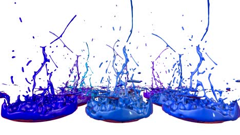 3d paints dance in 4k on white background. simulation of splashes of ink on a musical speaker that play music. beautiful splashes as a bright background in ultra high quality. version shades of blue 1