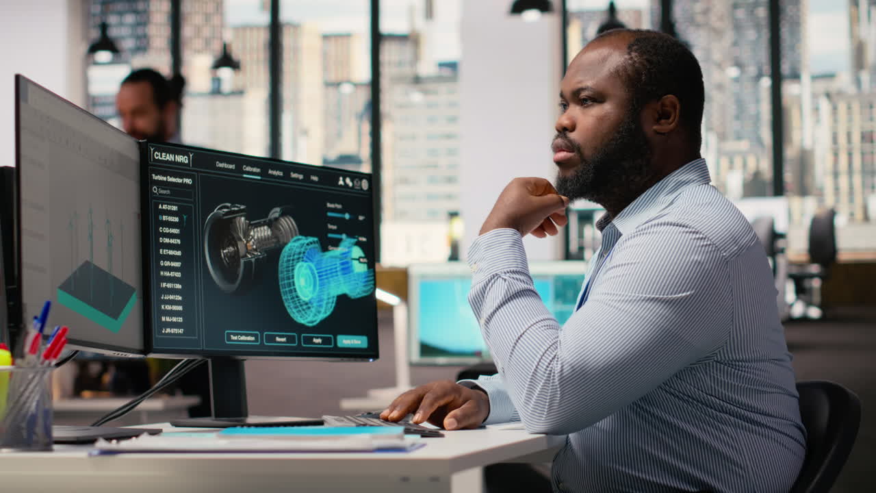 Rd Department Worker Researching Sustainable Materials, Optimizing Wind Farm