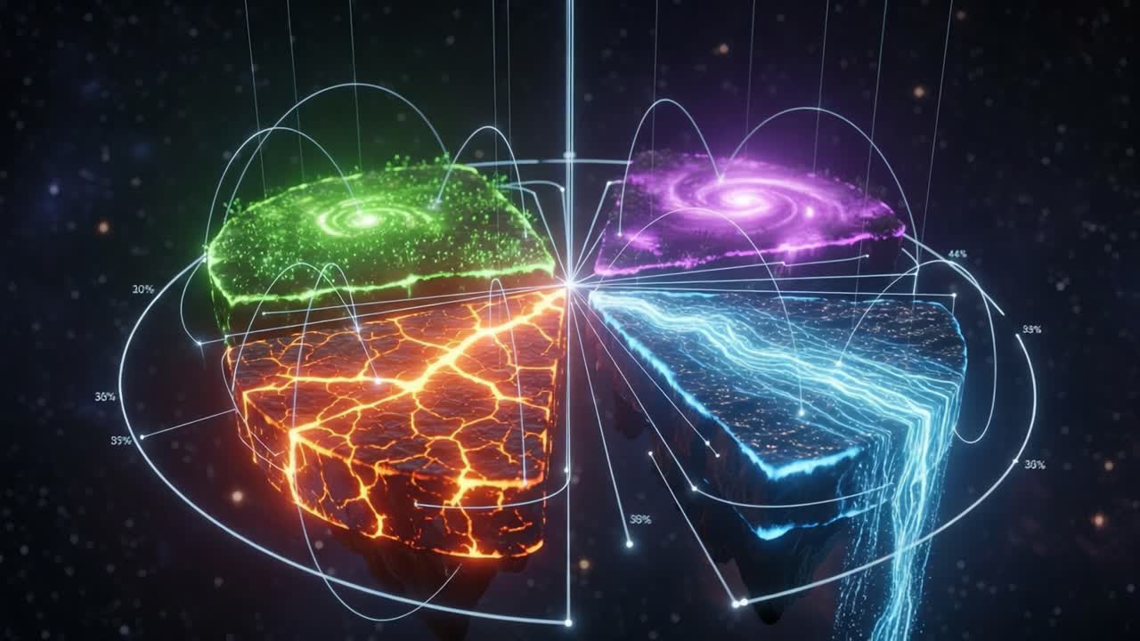 A Stunning Visualization of Cosmic Elements: Exploring the Dynamic Interplay Between Fire, Water, Earth, and Air in a Hypothetical Cosmic Environment