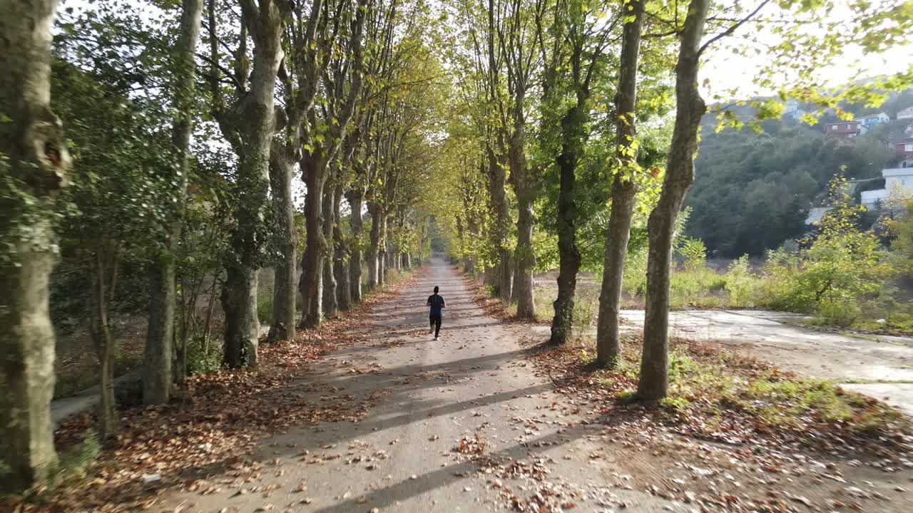 가을 공원 스포츠 달리기