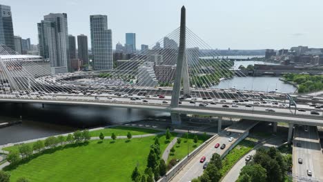 Drone-shot-of-cars-driving-across-the-Leonard-P