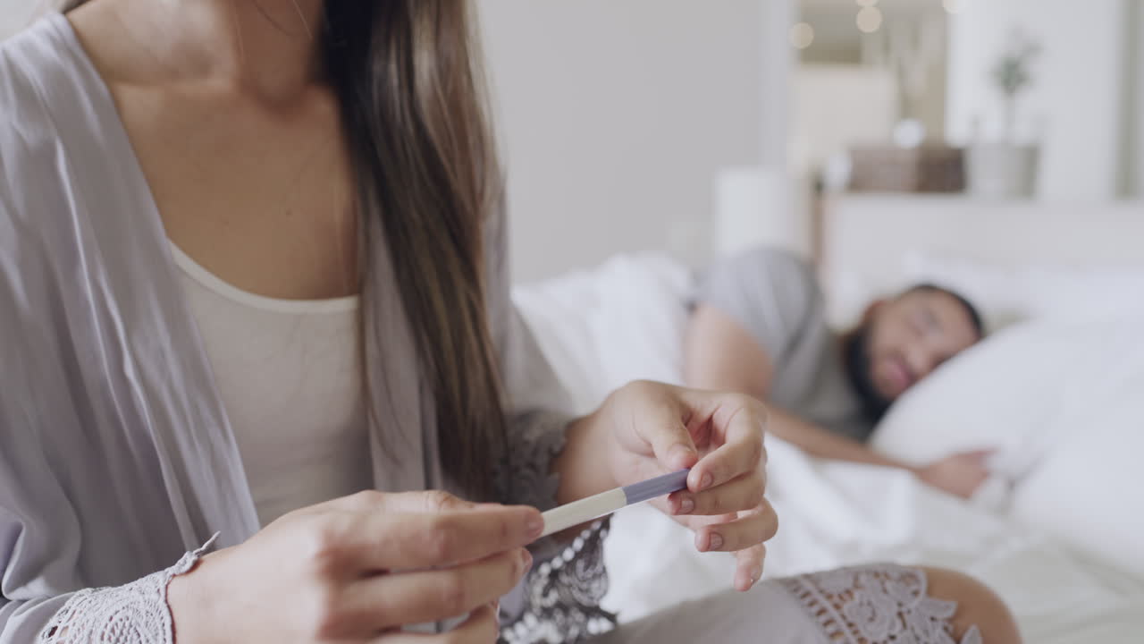 Nervous, upset expecting mother waiting for test