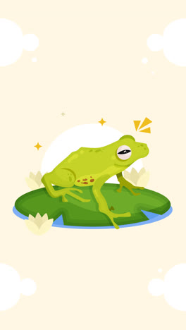 An-animation-of-a-Organic-flat-adorable-frog-illustration