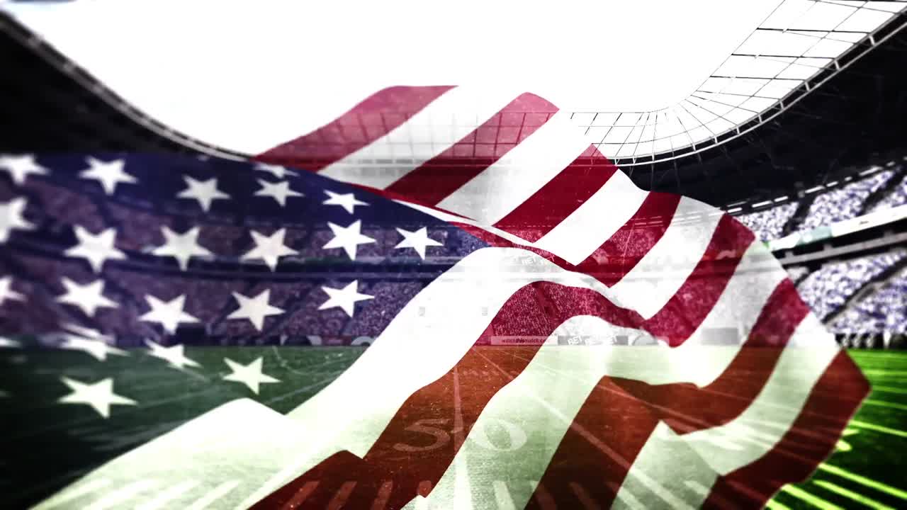 축구 경기장에서 미국  ⁇ 발이 불고 있습니다.