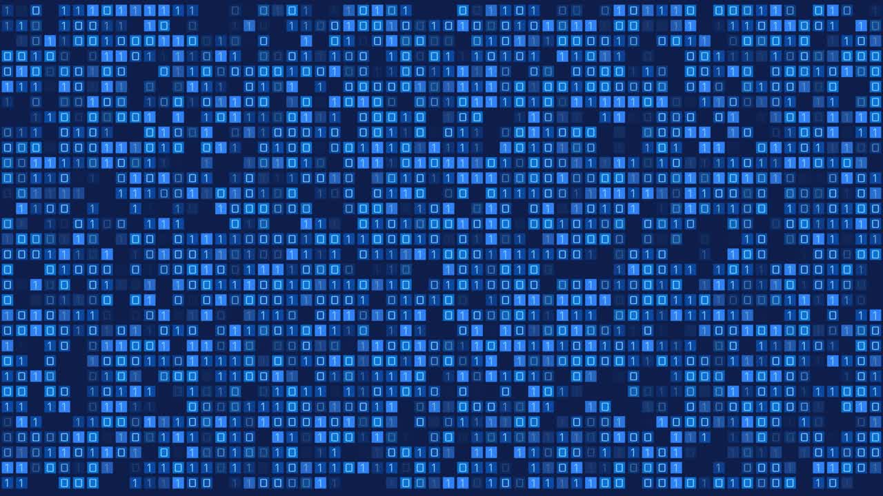 4K Hexadecimal big data Cyber Digital code Blinking black and blue Loop Background Wall.