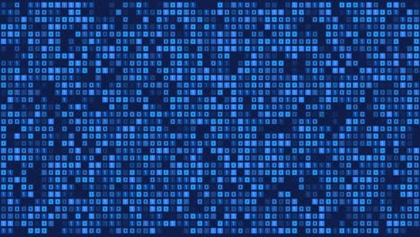 4k hexadecimal big data cyber digital code blinking black and blue loop background wall.