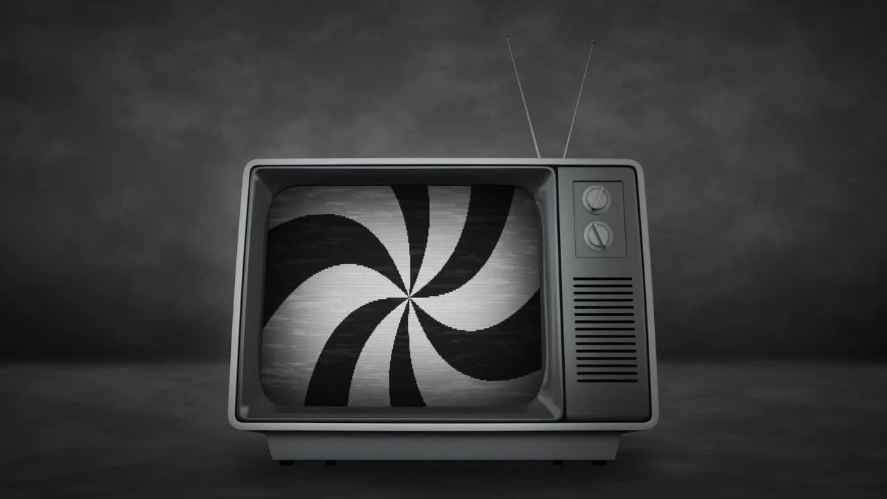 animación de una espiral de líneas blancas y negras en la televisión