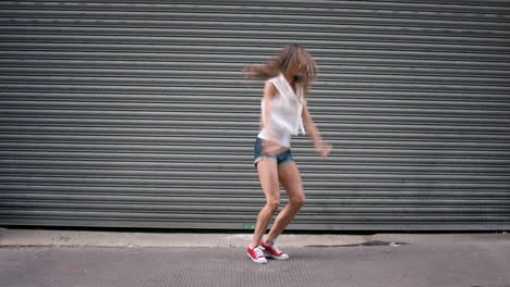 young woman running in the city