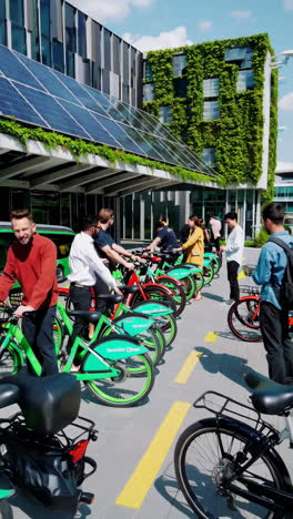 urban bike sharing and modern building