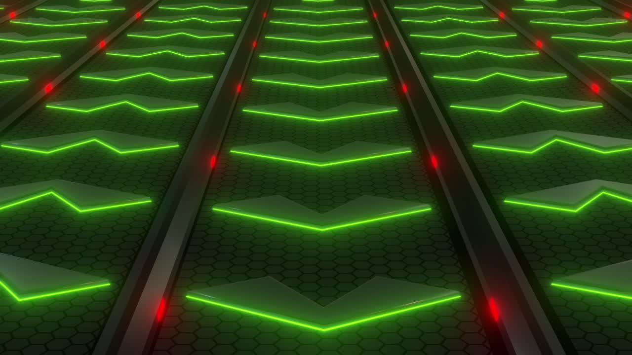 Frecce Astratte Verde Neon su Motivo Esagonale