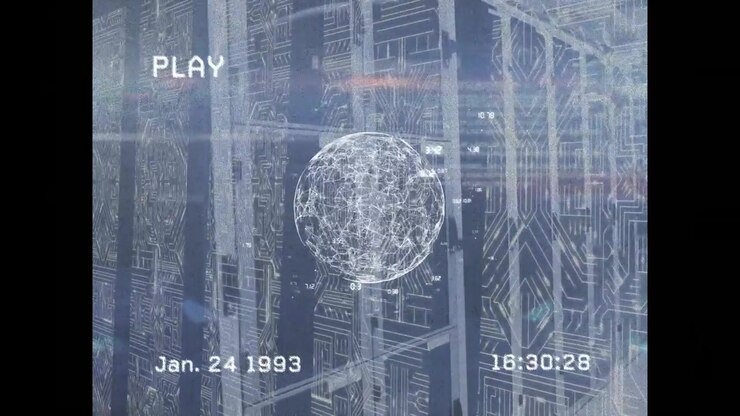 Animation of play interface screen and network of connections with globe over computer servers